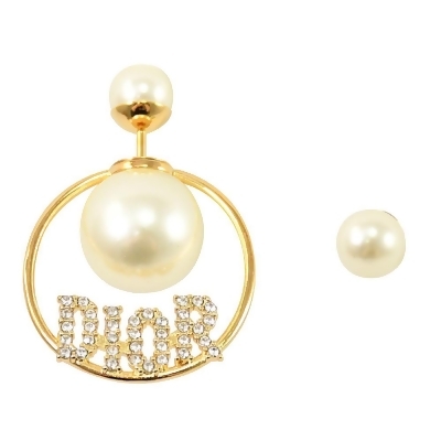 Dior TRIBALES 不對稱圓環水鑽珠飾耳環.金 