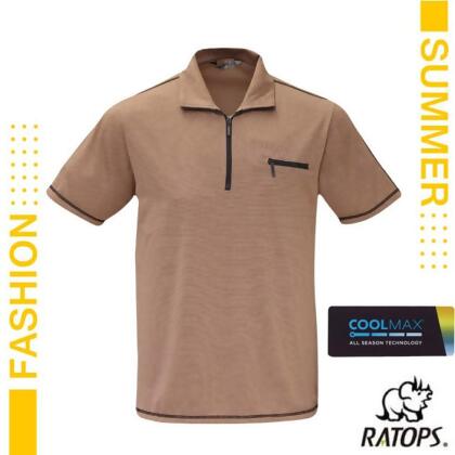 【瑞多仕-RATOPS】男款 COOLMAX 輕量透氣翻領POLO衫/DB1733 瑪奇朵棕色/黑灰色 
