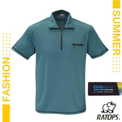 【瑞多仕-RATOPS】男款 COOLMAX 輕量透氣翻領POLO衫/DB1734 海港灣藍色/黑灰色 