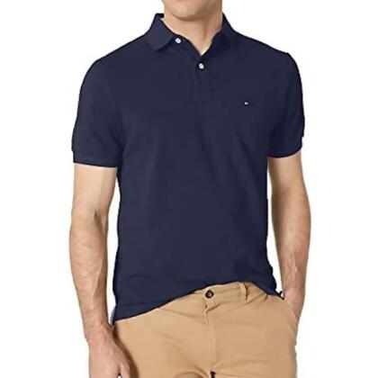 【Tommy Hilfiger】2023男時尚棉質針寬鬆款寶藍色短袖POLO【預購】 
