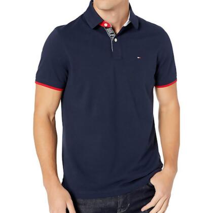 【Tommy Hilfiger】2023男時尚棉質針織合身寶藍色短袖POLO【預購】 