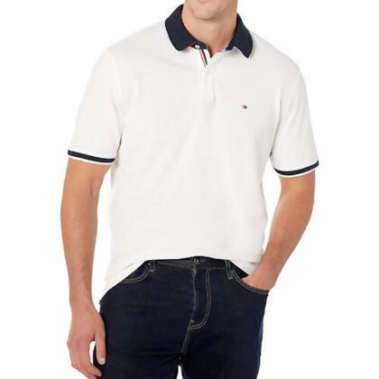 【Tommy Hilfiger】2023男時尚棉質針織合身白色短袖POLO【預購】 