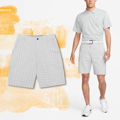 Nike 短褲 Dri-FIT UV Chino Plaid Golf 男款 格紋 灰 白 防曬 高爾夫球 DN1960-077 