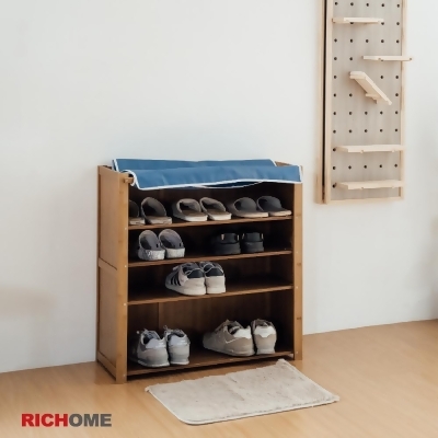 【RICHOME】免組裝布簾鞋櫃 