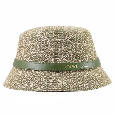 LOEWE 經典緹花帆布皮飾漁夫帽/遮陽帽.酪梨綠 