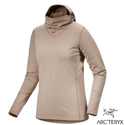 【ARCTERYX 始祖鳥】女 Rho 彈性透氣登山健行保暖連帽套頭衫.中層衣.帽T/X000007326 煙燻棕 