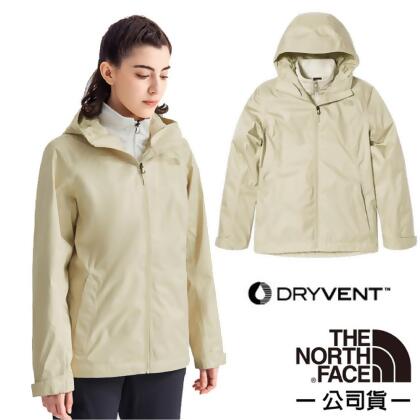 【美國 The North Face】女款 ARROWOOD 兩件式防水排濕耐磨登山健行連帽外套(亞洲版型)/7WAI-696 米白 N 