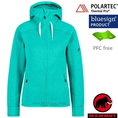 【瑞士 MAMMUT 長毛象】女款 Arctic ML Hooded 透氣快乾保暖連帽夾克外套/Polartec Thermal Pro保溫/1014-15703-50391 綠瓷 