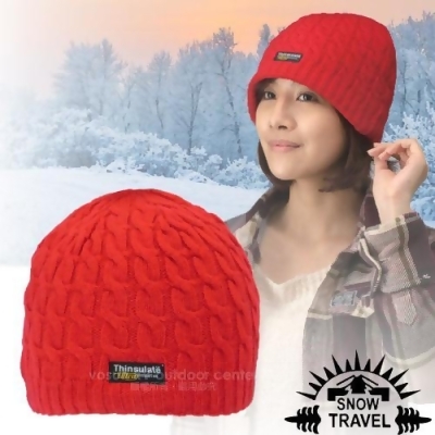台灣製造【SNOW TRAVEL】3M Thinsulate 頂級素面麻花彈性保暖羊毛帽.毛線帽_AR-18 大紅 
