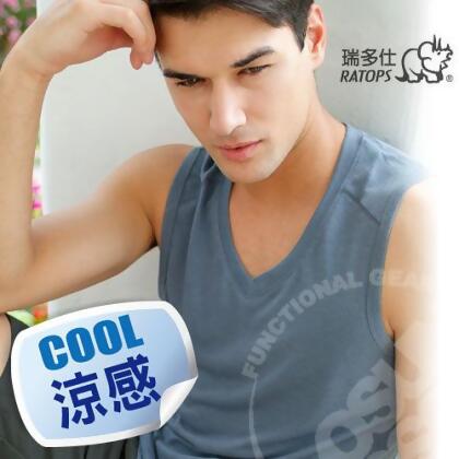 【瑞多仕-RATOPS】男款 Coolmax V領快乾排汗內衣/鐵灰 DE7009 B 