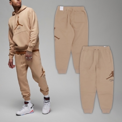 Nike 長褲 Jordan Essentials 男款 棕 卡其 內刷毛 保暖 棉褲 抽繩 縮口 喬丹 FD7346-200 