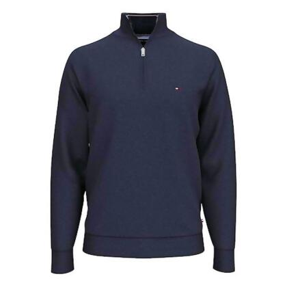 【Tommy Hilfiger】2023男時尚棉質立領拉鍊寶藍色長袖運動衫【預購】 