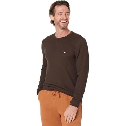【Tommy Hilfiger】2023男時尚保暖咖啡色圓領長袖衫【預購】 