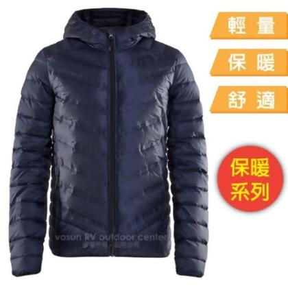 【Craft】男 超輕防潑水高彈性保暖羽絨連帽外套夾克.適登山健行賞雪旅遊/1908006-396000 深藍 