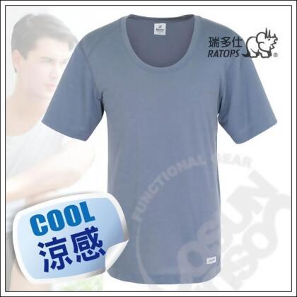 【瑞多仕-RATOPS】男款 Coolmax 圓領快乾排汗內衣.吸濕.快乾.抗UV.降溫.隔熱/鐵灰 DE7002 V 