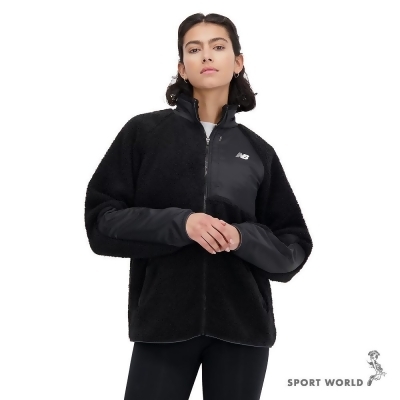 New Balance 女裝 立領外套 排汗 反光 刷毛 美版 黑 WJ33285BK 