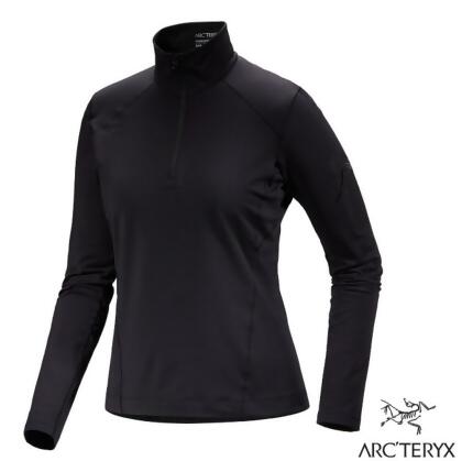 【ARCTERYX 始祖鳥】女 Rho 彈性透氣登山健行保暖刷毛套頭衫.半開襟中層衣/X000007336 黑 