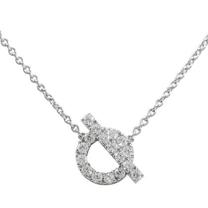 HERMES Finesse 18K金真鑽吊墜項鍊 