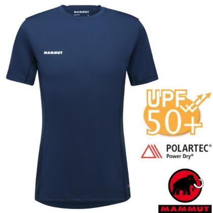 【MAMMUT 長毛象】男短袖圓領登山快乾排汗衣.T恤/1017-00110-5975 海洋藍/黑 