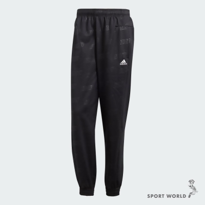Adidas 男裝 長褲 刷毛 縮口 寬鬆 滿版印花 黑 HY1280 