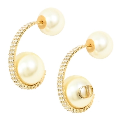 Christian Dior TRIBALES 水鑽鑲嵌弧形耳針式耳環.金 