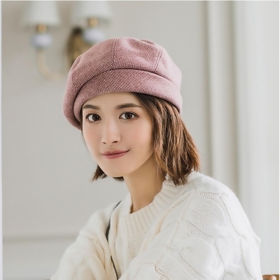 日本 BEAUTYJAPAN羊毛混紡質感千鳥格貝雷帽(2色)BJ2132 