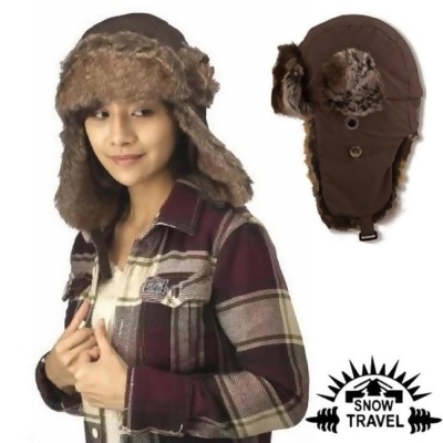 【SNOW TRAVEL】男女款 極地保暖遮耳帽.毛帽.飛行帽.可調式保暖護耳/內裏柔細刷毛/AR-55 咖啡 