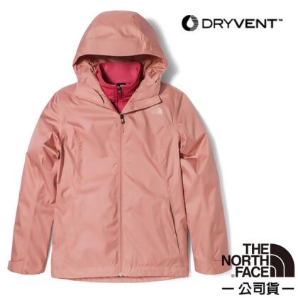 【The North Face】女 ARROWOOD 兩件式防水排濕耐磨登山連帽外套(亞洲版型)7WAI-5G2 玫粉 