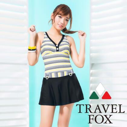TRAVEL FOX夏之戀 大女連身帶裙C17713 