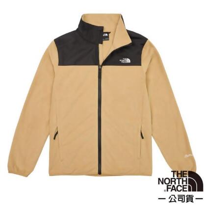 【The North Face】男 拼接舒適保暖立領POLARTEC抓絨外套/夾克.舒適立領/83OS-QV2 卡其 