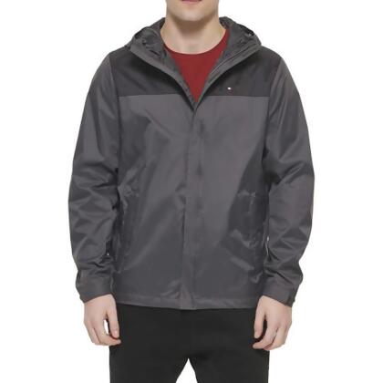 Tommy Hilfiger 2024男時尚防水透氣深灰色連帽外套 