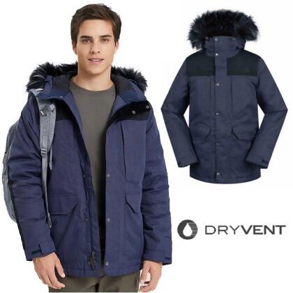 【The North Face】男新款 防水透氣耐磨可調節連帽外套.夾克.風雨衣/550蓬鬆度鵝絨填充/3VUJ 藍 N 