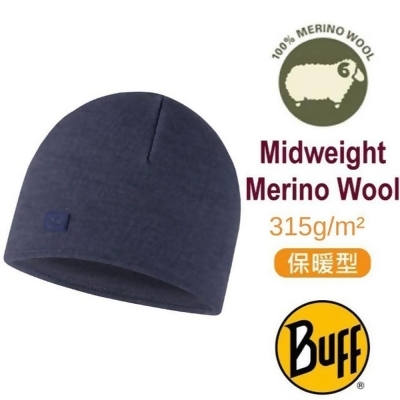 【BUFF】蓄熱刷毛 315 gsm 美麗諾羊毛保暖帽.羊毛帽 (恆溫.透氣) BF129446-787 海軍藍 