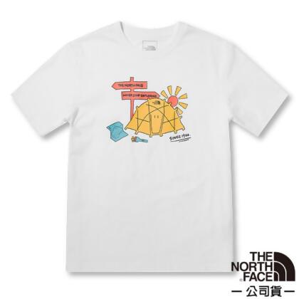 【The North Face】男 吸濕排汗露營標語印花短袖T恤(亞洲版型) 7WF8-FN4 白色 