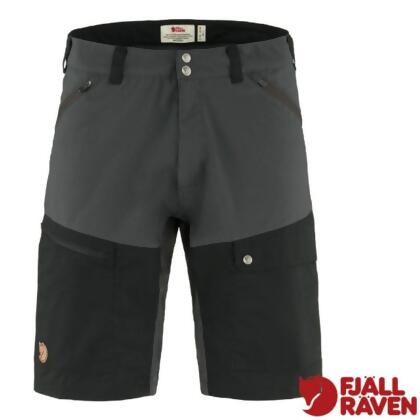 【Fjallraven 小狐狸】男 Abisko 彈性耐磨登山健行短褲/81153-030-550 深灰/黑 