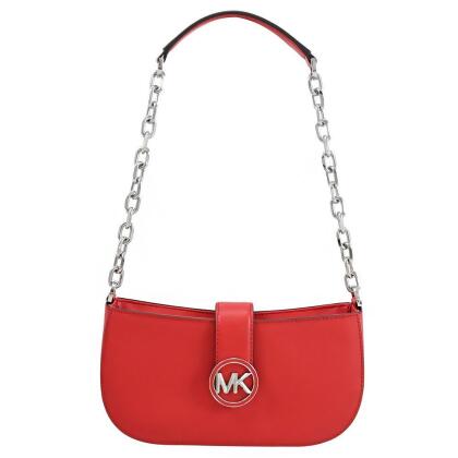 MICHAEL KORS CARMEN 金屬LOGO鍊條防刮肩背包.紅 