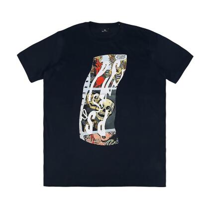 PAUL SMITH 縮寫字母LOGO復古美式連環漫畫圖案純棉短袖T恤(男款/深藍x多彩) 