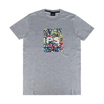 Paul Smith 方框草寫LOGO設計純棉短袖T恤(男款/灰x多色) 