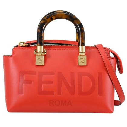 FENDI 8BS067 BY THE WAY MINI 琥珀造型提把迷你兩用包.紅 