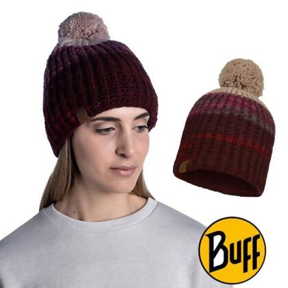 【BUFF】Lifestyle 系列 ALINA 針織柔軟保暖毛球帽.雪地毛線帽/BFL120838 褐紫紅 