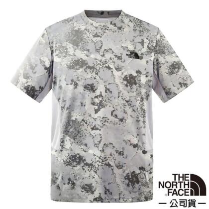 【The North Face】男 FLASHDRY 吸濕透氣排汗短袖圓領T恤.休閒套頭衫/8826-R0O 苔蘚灰 