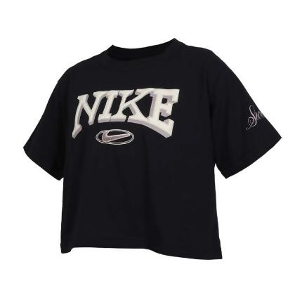 NIKE 女短版T恤-休閒 慢跑 運動 上衣 黑紫杏 