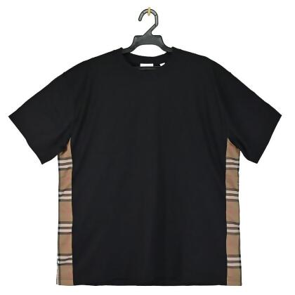BURBERRY 8085109 CARIS 品牌經典格紋拼接短袖棉質T恤.黑 