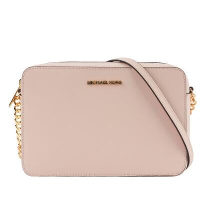 【Michael Kors】金字logo方形鏈帶斜背包(粉色) 