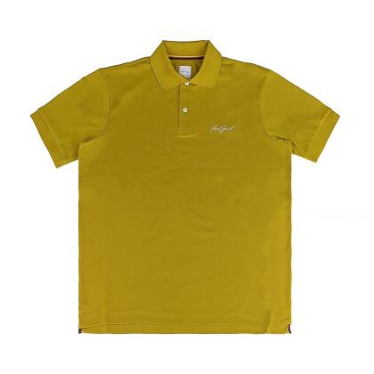 PAUL SMITH草寫漸變文字LOGO刺繡設計純棉短袖polo衫(男款/土黃) 
