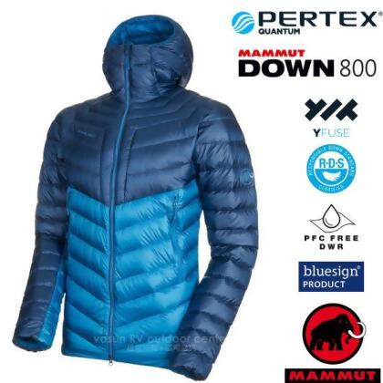 【MAMMUT 長毛象】男 Broad Peak 輕量保暖防風防潑連帽羽絨外套/1013-01140-50255 藍寶石 
