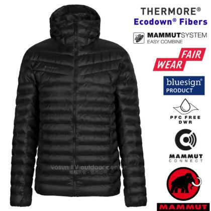 【MAMMUT 長毛象】男 Albula IN 輕量保暖防風連帽羽絨外套/1013-01780-0001 黑 