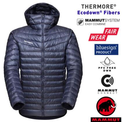 【MAMMUT 長毛象】男 Albula IN 輕量保暖防風連帽羽絨外套/1013-01780-5899 海洋藍 