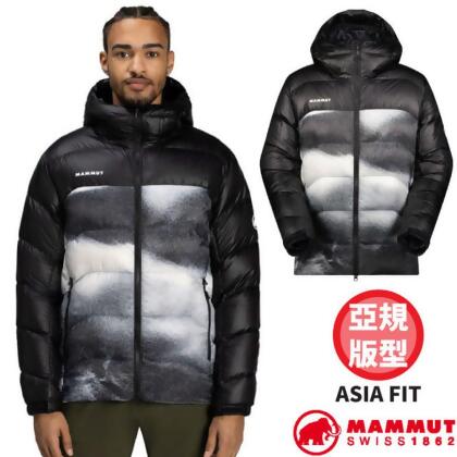 【MAMMUT 長毛象】男 Gravity 輕量透氣防潑水連帽羽絨外套/1013-03260-0047 黑/白 