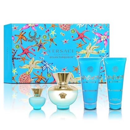 VERSACE 凡賽斯 狄倫淡藍2023春季禮盒(淡香水100ML+身體保濕凝露+沐浴凝露100ML+淡香水5ML) 